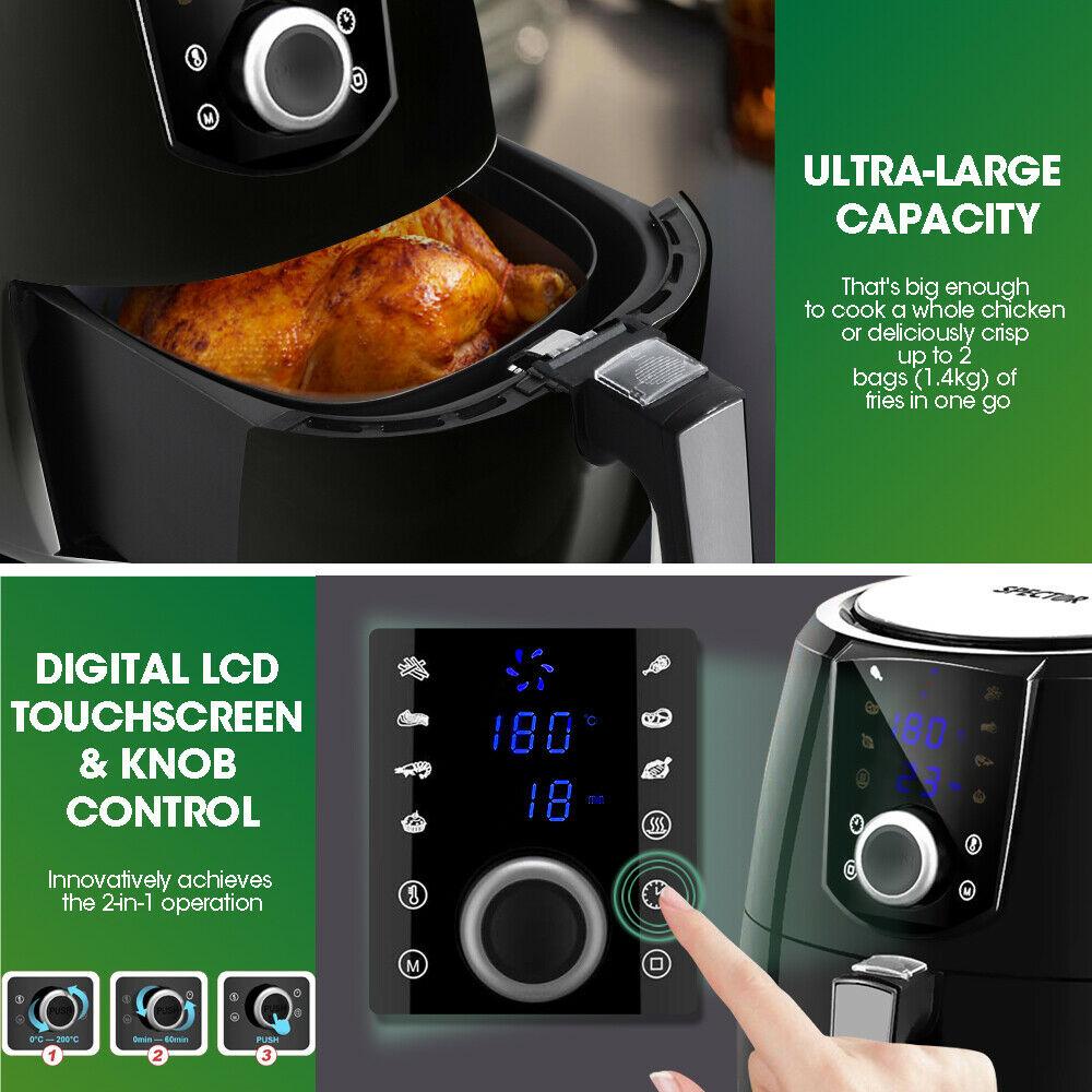 Spector New 7L Air Fryer LCD Health Cooker Low Oil Rapid Deep Frying