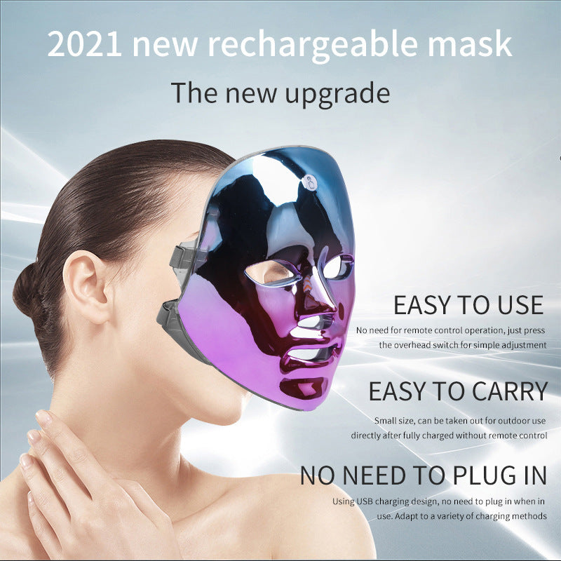 LED Light Therapy Mask – Rechargeable 7-Color Facial Skin Rejuvenation Device