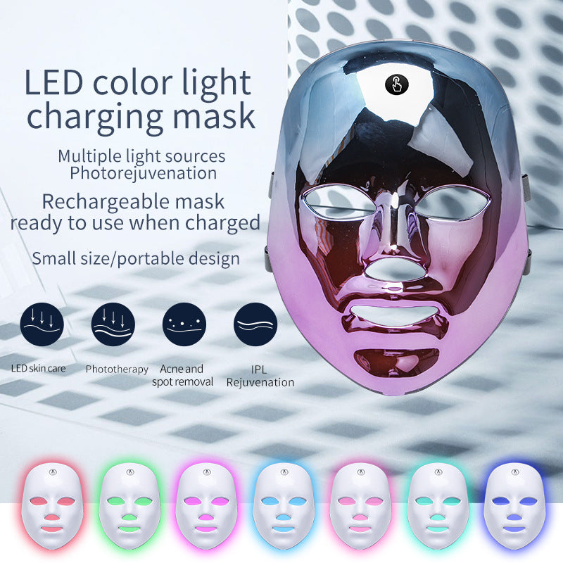 LED Light Therapy Mask – Rechargeable 7-Color Facial Skin Rejuvenation Device
